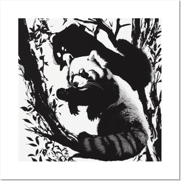Red Pandas Shadow Silhouette Anime Style Collection No. 92 Wall Art by cornelliusy